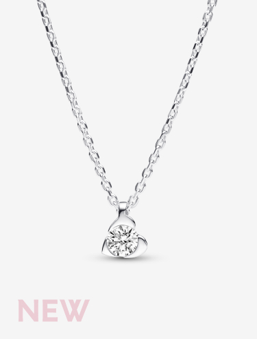 Pandora Talisman Sterling Silver Lab- grown Diamond Heart Pendant Necklace 