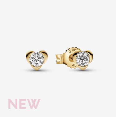 Pandora Talisman 14k Gold Lab-grown Diamond Heart Earrings