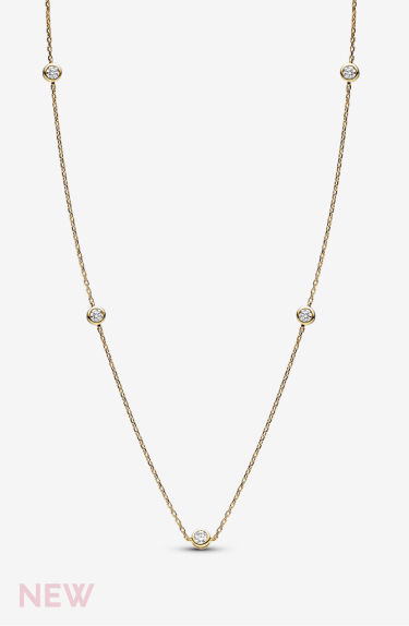 Pandora Era Bezel 14k Gold Lab-grown Diamond Station Necklace