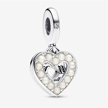 Pearlescent White Heart Double Dangle Charm