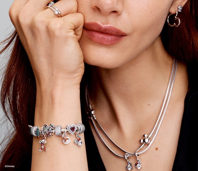 Model wears Pandora Jewelery