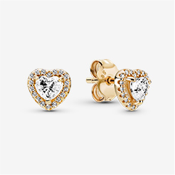 Sparkling Elevated Heart Stud Earrings