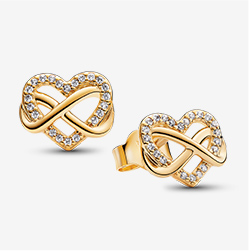 Sparkling Infinity Heart Stud Earrings