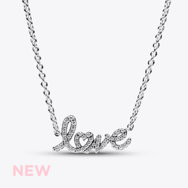 Sparkling Handwritten Love Collier Necklace 