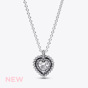 Sparkling Heart Halo Pendant Necklace 