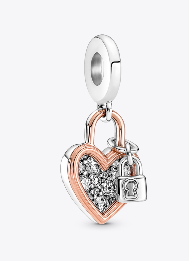 Heart Padlock Double Dangle Charm