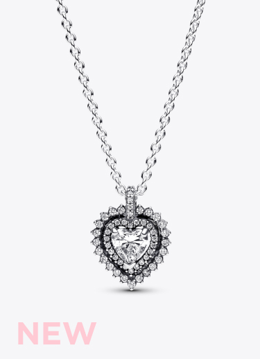 Sparkling Heart Halo Pendant Necklace 