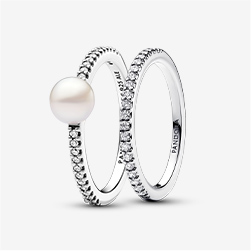 Treated Freshwater Cultured Pearl Ring Band Set