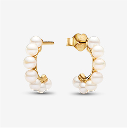 Treated Freshwater Cultured Pearls Open Hoop Earrings