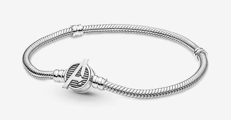 Pandora Moments Marvel The Avengers Logo Clasp Snake Chain Bracelet