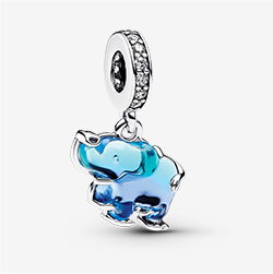 Blue Murano Glass Elephant Dangle Charm