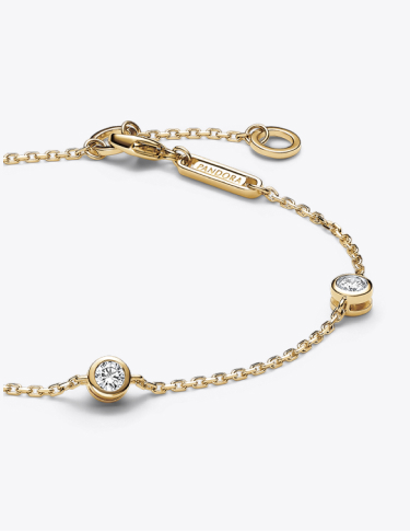  Pandora Era Bezel Lab-grown Diamond Station Chain Bracelet 0.40 carat tw 14k Gold