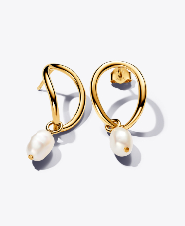 Organically Shaped Circle & Baroque Treated Freshwater Cultured Pearl Earrings