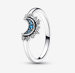 Celestial Blue Sparkling Moon Ring