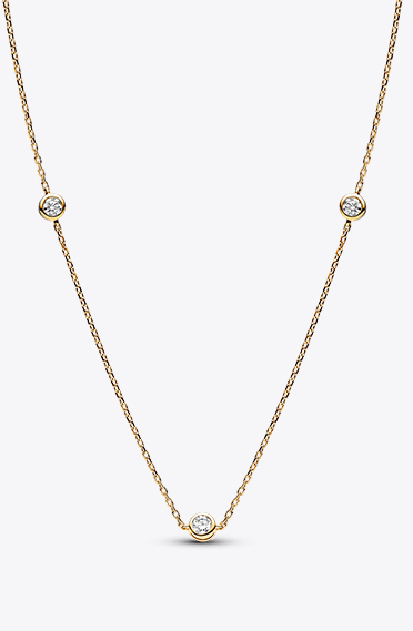 Pandora Era Bezel Lab-grown Diamond Station Necklace 0.50 carat tw 14k Gold