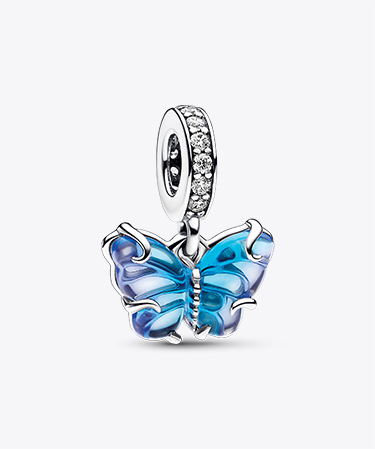 Blue Murano Glass Butterfly Dangle Charm