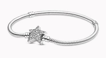 Pandora Moments Asymmetric Star Clasp Snake Chain Bracelet