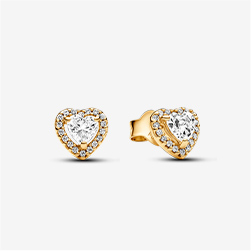 Sparkling Elevated Heart Stud Earrings