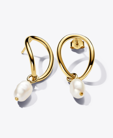 Organically Shaped Circle & Baroque Treated Freshwater Cultured Pearl Earrings