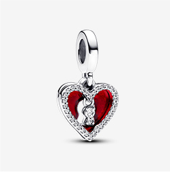 Red Heart & Keyhole Double Dangle Charm