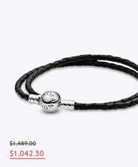 Brazalete doble de cuero negro