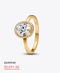 Anillo Halo Ovalado Brillante Dorado