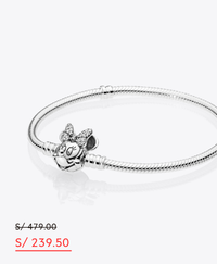 Brazalete de cadena de serpiente Pandora Moments con broche de Minnie Mouse en pavé