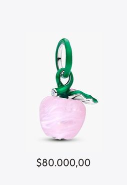 Charm Manzana rosada de cristal Murano