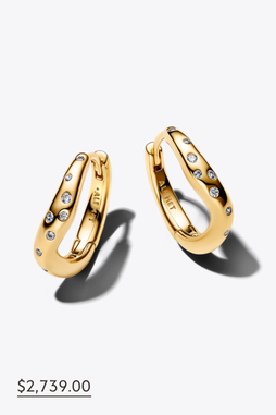 Organically Shaped Stone-Set Oval Stud Earrings