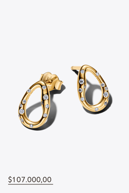 Organically Shaped Stone-Set Hoop Earrings