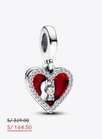 Charm Colgante Doble Corazón Rojo y Cerradura