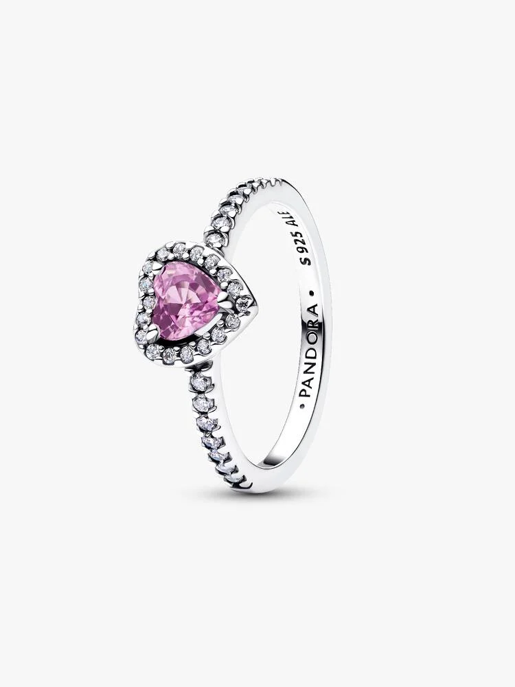 Bague Cœur Violet Clair Surélevé