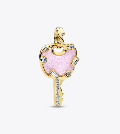 Opalescent Pink Love Key Large Dangle Charm