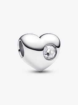 Engravable Clear Stone Heart Charm