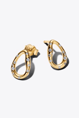 Organically Shaped Stone-Set Hoop Earrings