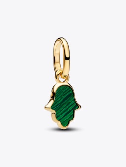 Talisman pandantiv mini cu mâna Hamsa Verde 
