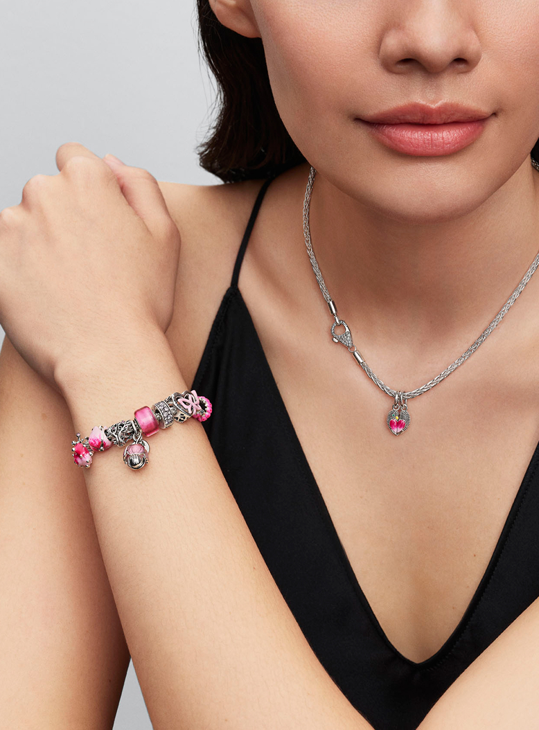 Pandora Moments spring charms on model