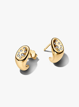 Organically Shaped Stone-Set Stud Earrings