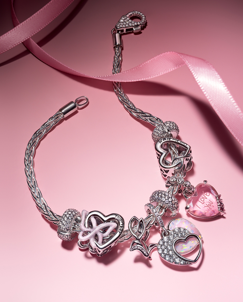 Loaded bracelet with Pandora Moments charms