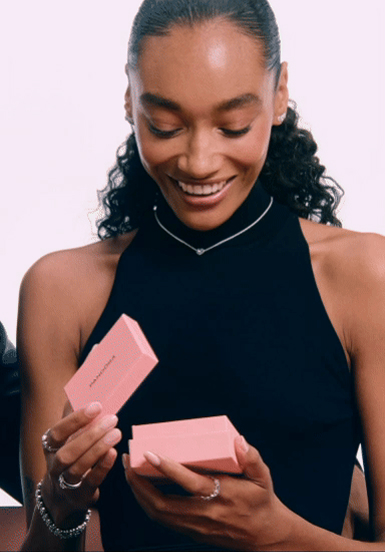 Model opening Pandora gift box