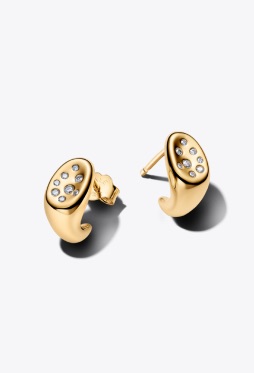 Organically Shaped Stone-Set Hoop Earrings