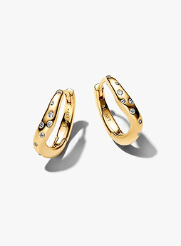 Organically Shaped Stone-Set Hoop Earrings