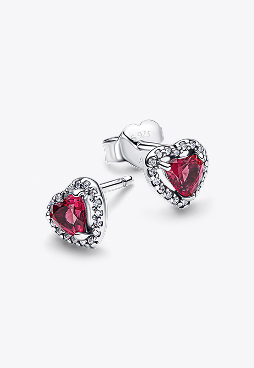 Elevated Red Heart Stud Earrings
