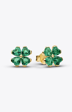 Green Lucky Clover Stud Earrings