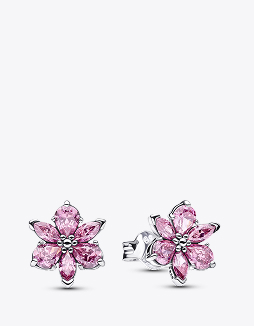 Herbarium Sparkling Pink Flower Stud Earrings