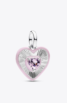 Radiating Pink Heart Medallion Charm