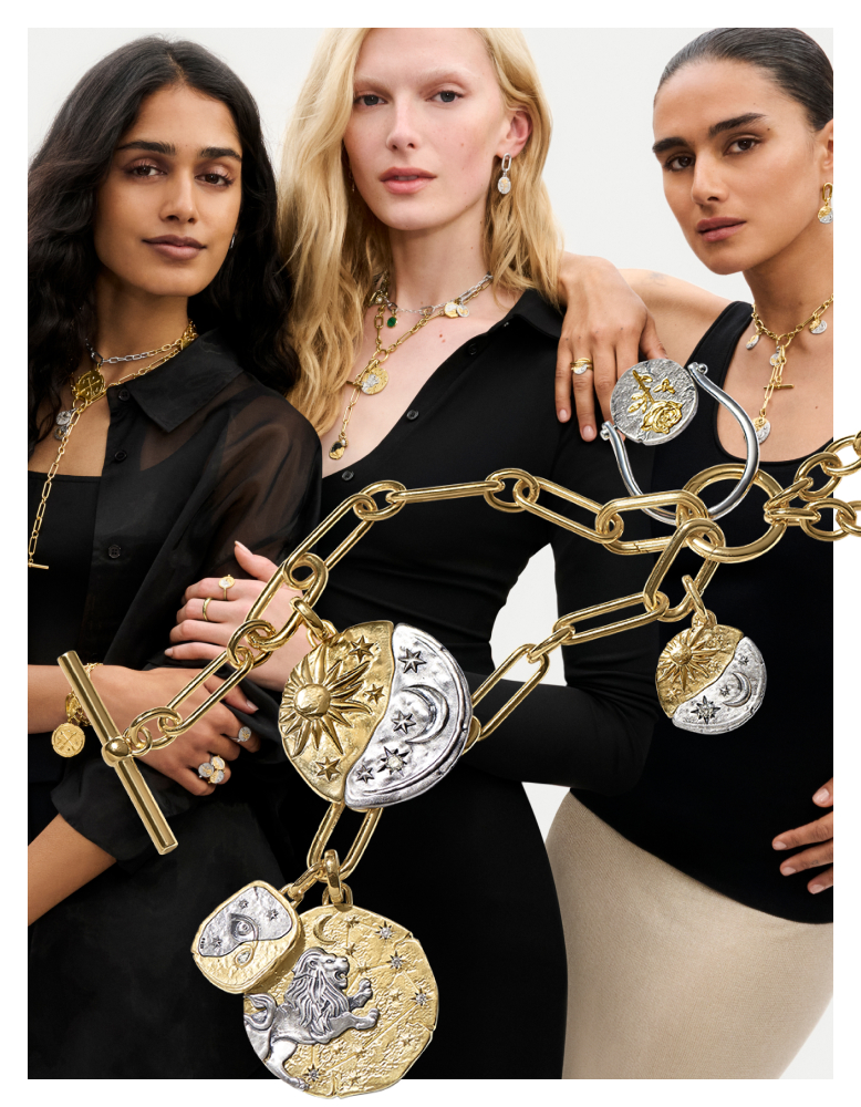Trio of models styling Pandora Talisman jewellery.