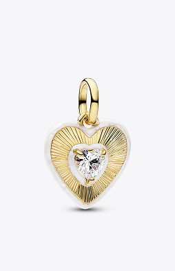 Radiating White Heart Medallion Charm