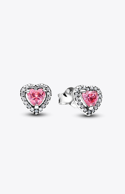 Elevated Pink Heart Stud Earrings