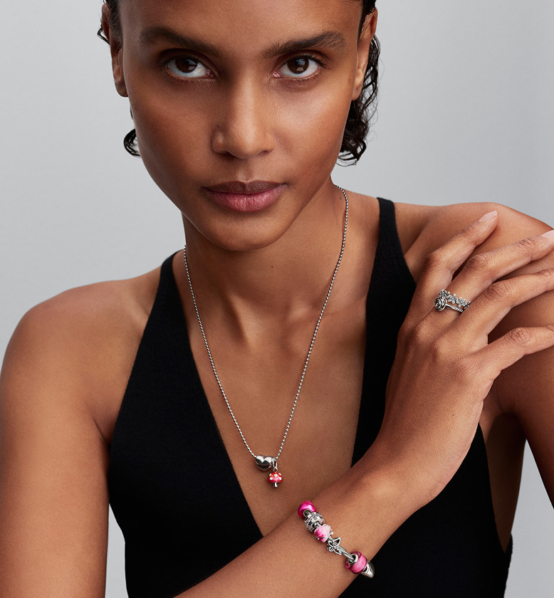 Pandora Moments spring charms on model